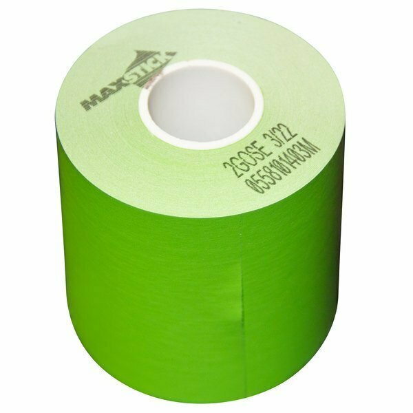 Maxstick 3 1/8'' x 160' Green Side-Edge Adhesive Thermal Linerless Sticky Label Paper Roll, 24PK 105SM3160G24